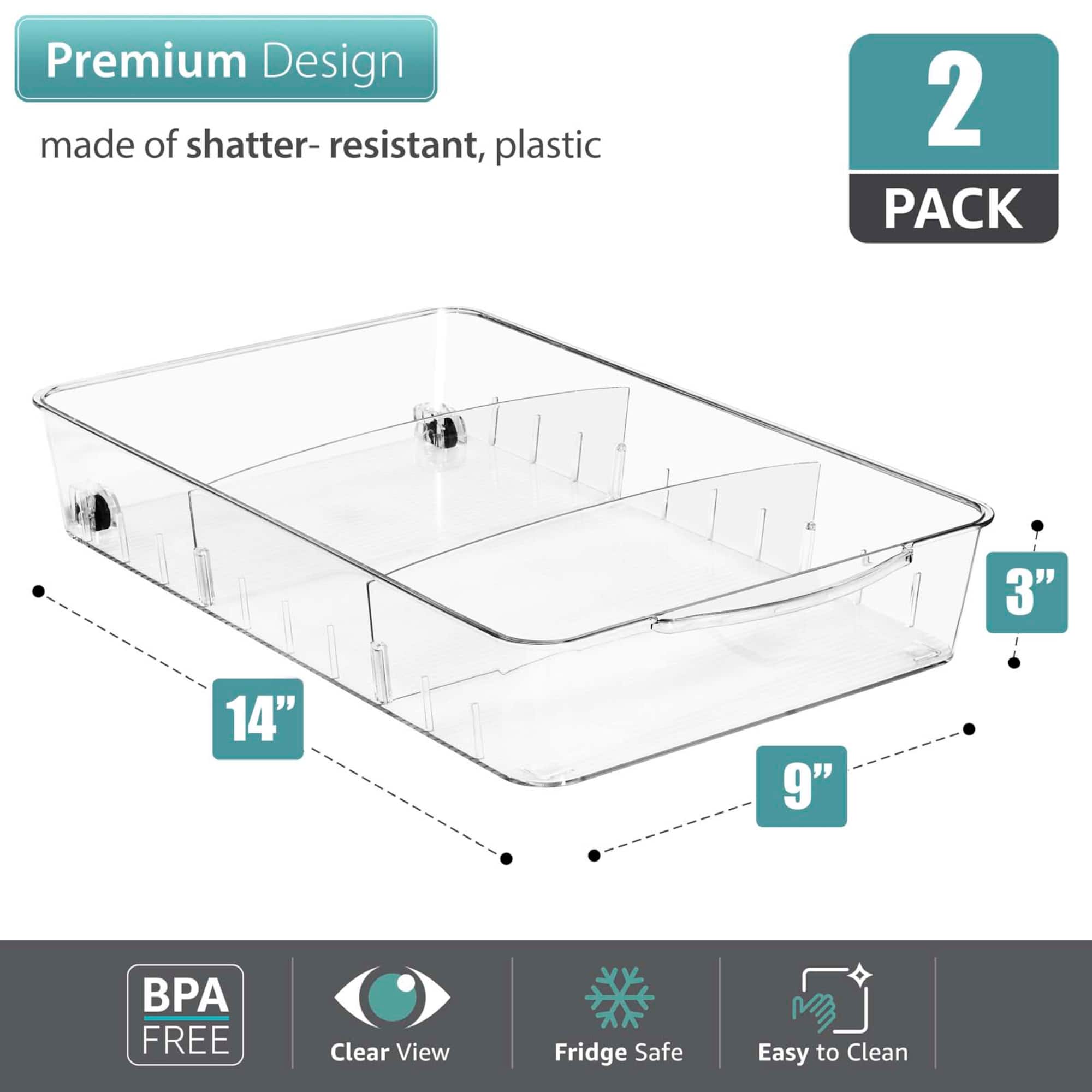 Sorbus Large Clear Organizing Bins on Wheels with Removable Dividers, 2ct.